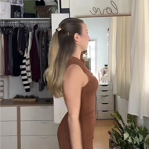 Zara One-Shoulder Brown Dress - Picture 6 of 6